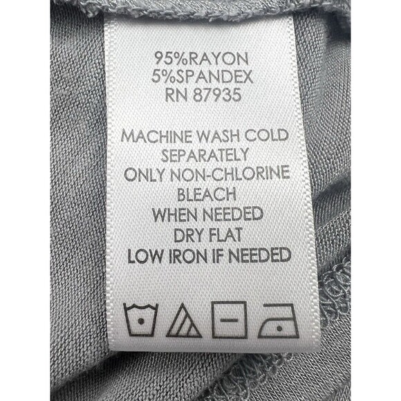 LOGO Lori Goldstein Blouse MED‎ V-Neck Sharkbite Hem Grey Stretchy Casual Comfy - Picture 12 of 12